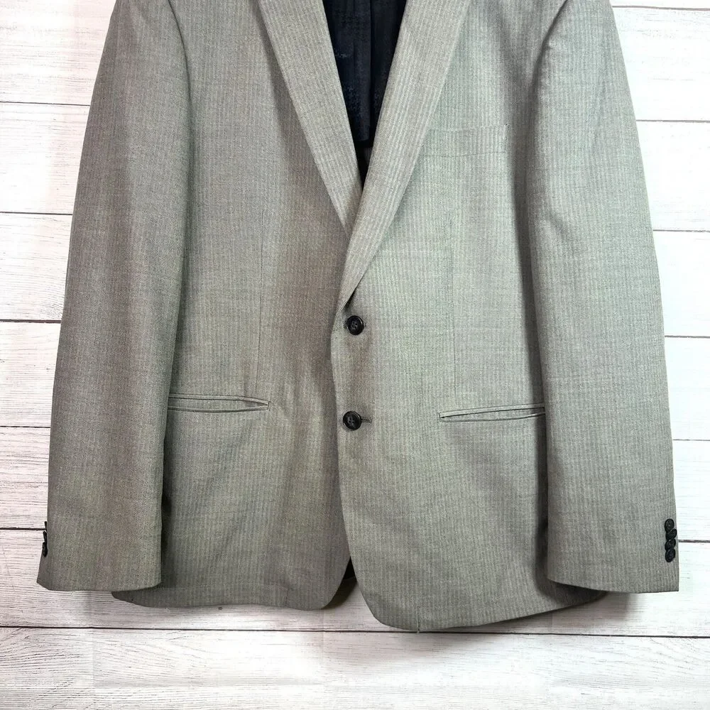 John Varvaros Mens Tan Cotton Wool Blend Blazer Jacket Size 44R